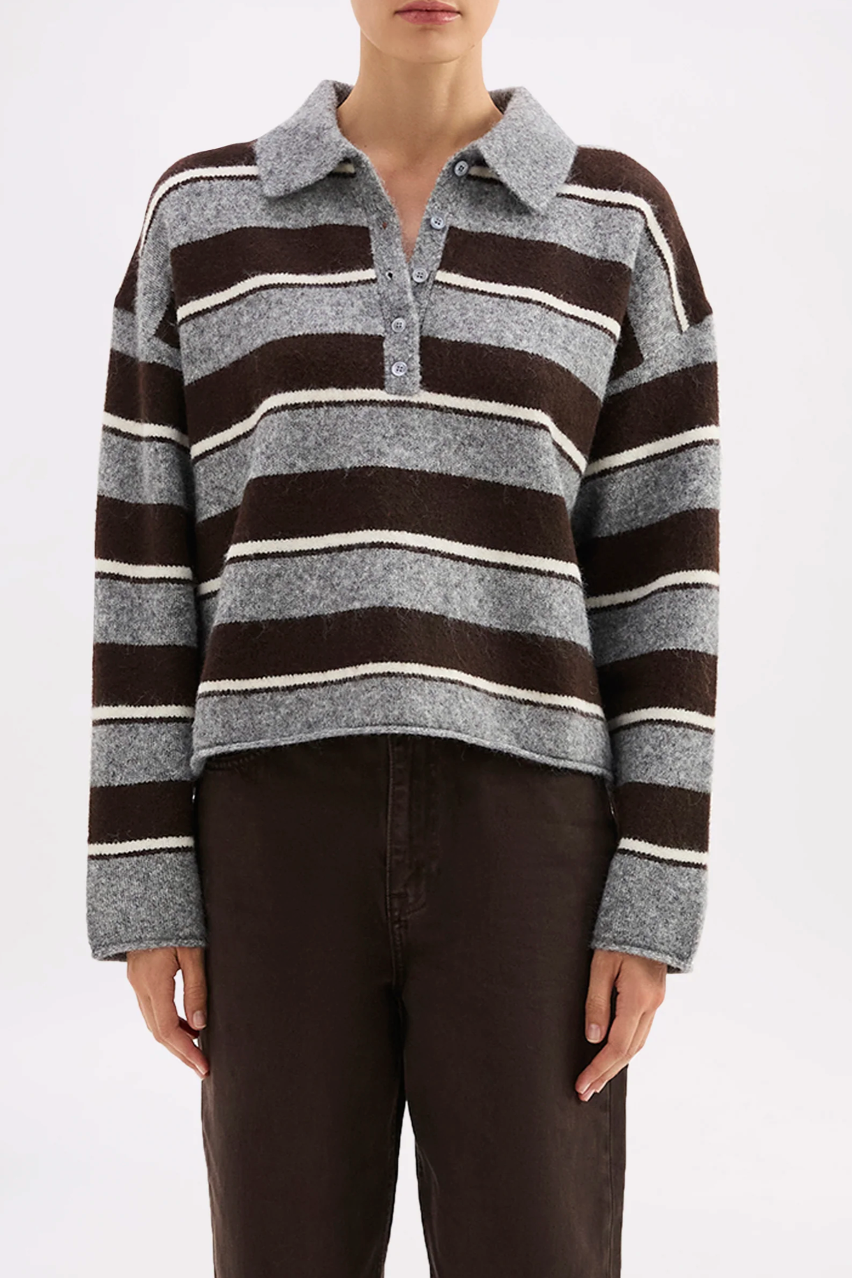 Nude Lucy | Maia Rugby Knit - Charcoal Stripe