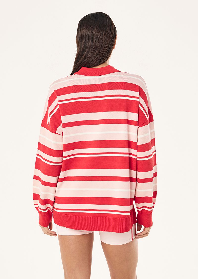 PE Nation | Strata Rugby Knit - Strawberry Stripe