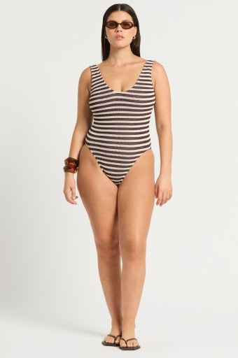 Bond-Eye | Mara One Piece - Sable Dot Stripe