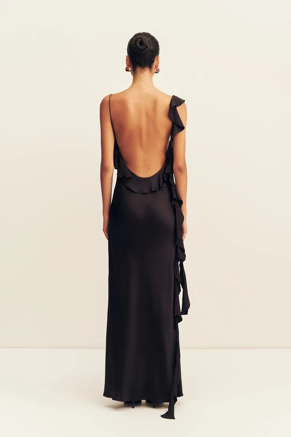 Shona Joy | Agnes Ruffle Slip Bias Maxi Dress - Black