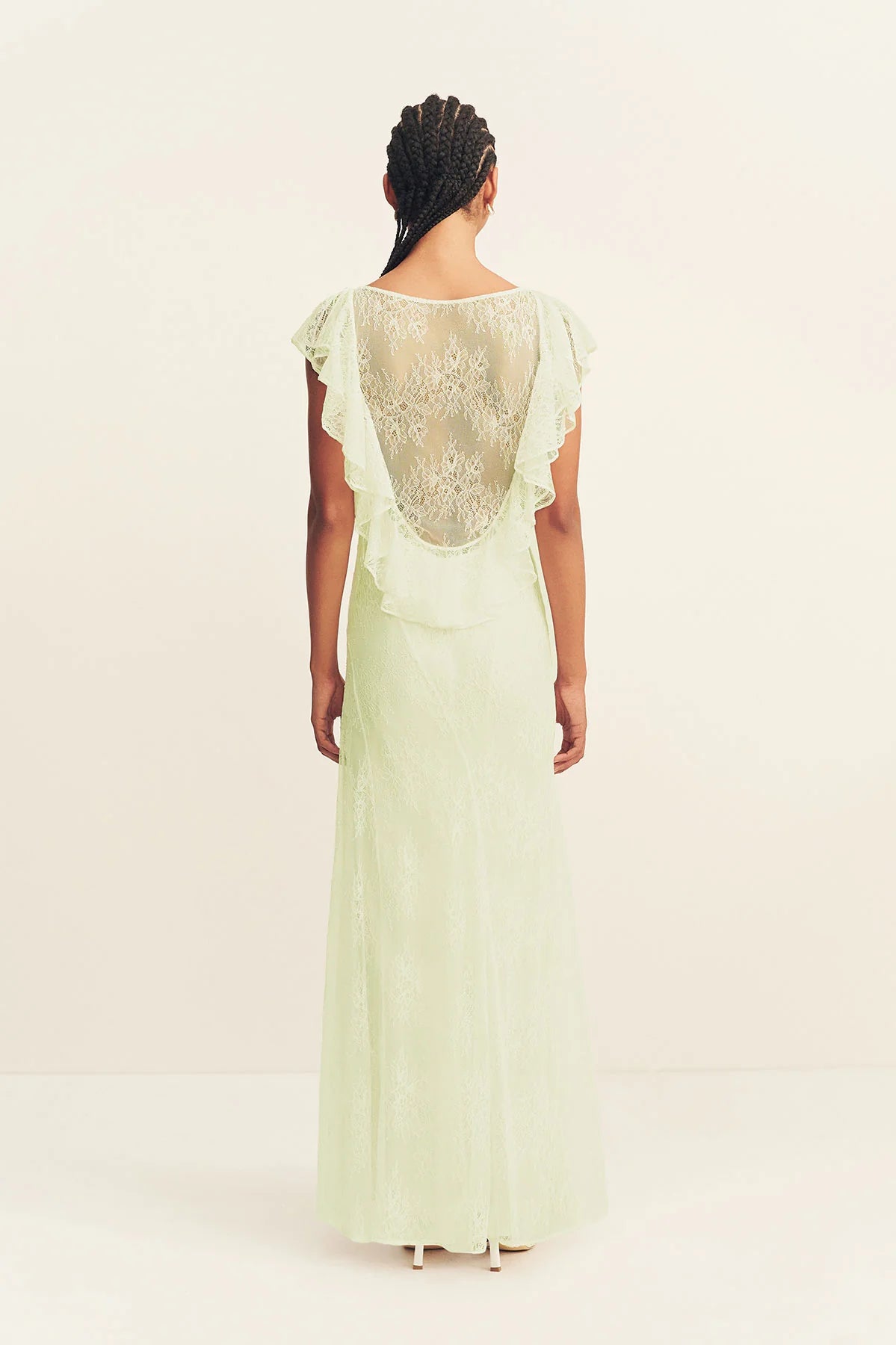 Shona Joy | Labyrinth Sheer Lace Maxi Dress - Canary Green