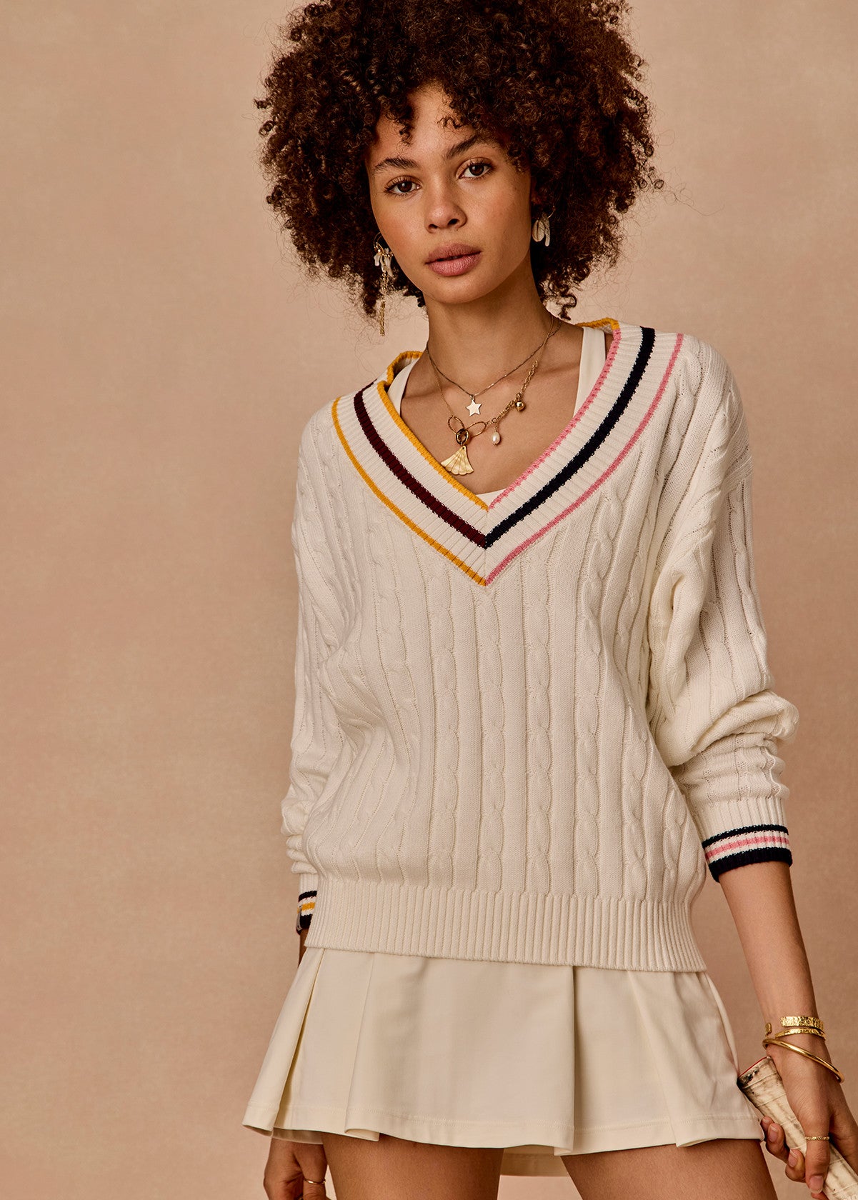 The Upside | Josette V Neck Knit Sweater - Cream