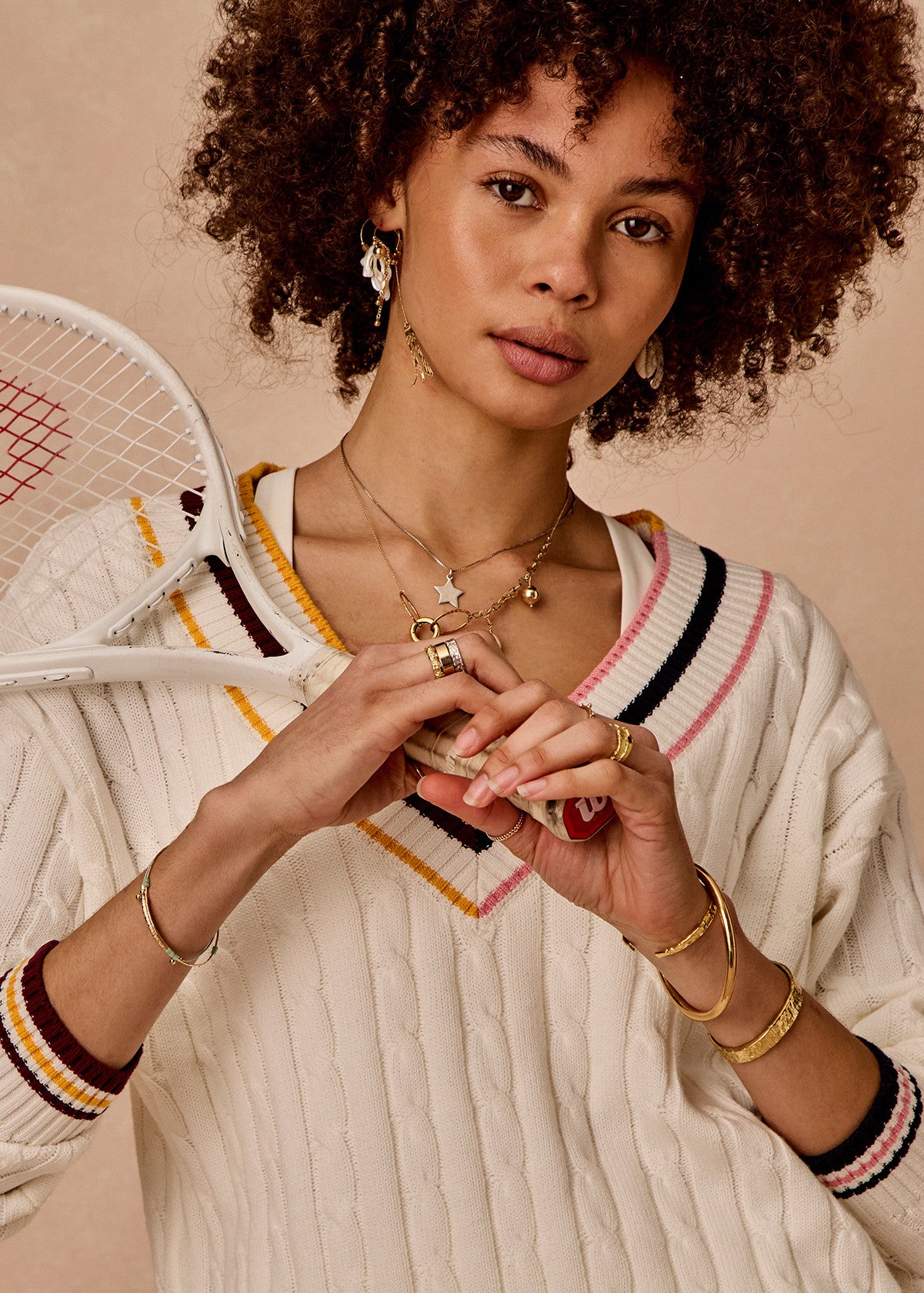 The Upside | Josette V Neck Knit Sweater - Cream