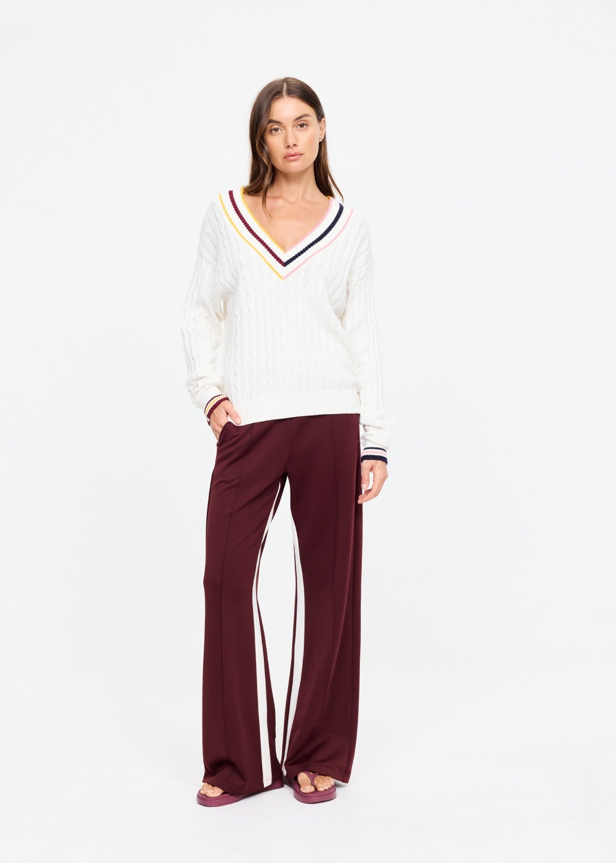 The Upside | Josette V Neck Knit Sweater - Cream