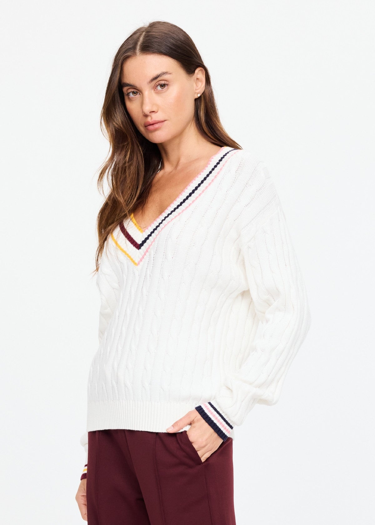 The Upside | Josette V Neck Knit Sweater - Cream