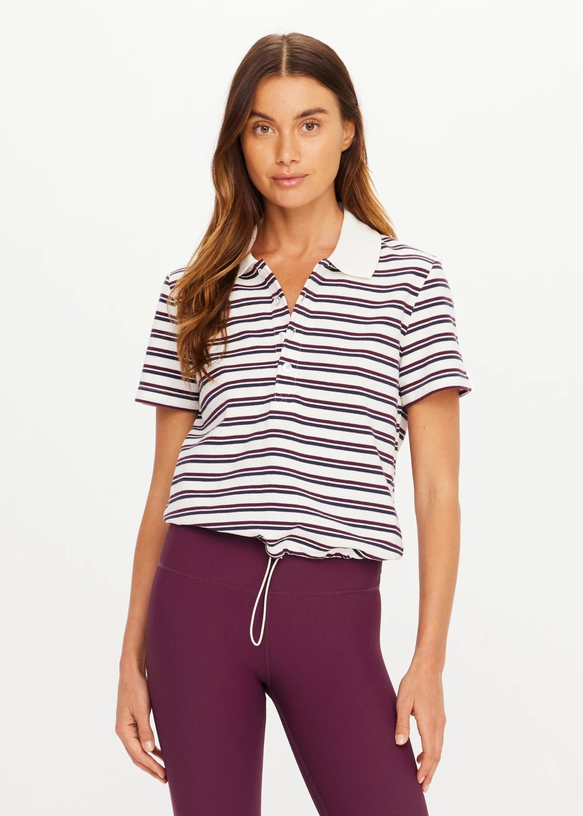The Upside | Sophie Cropped Polo Shirt - Stripe