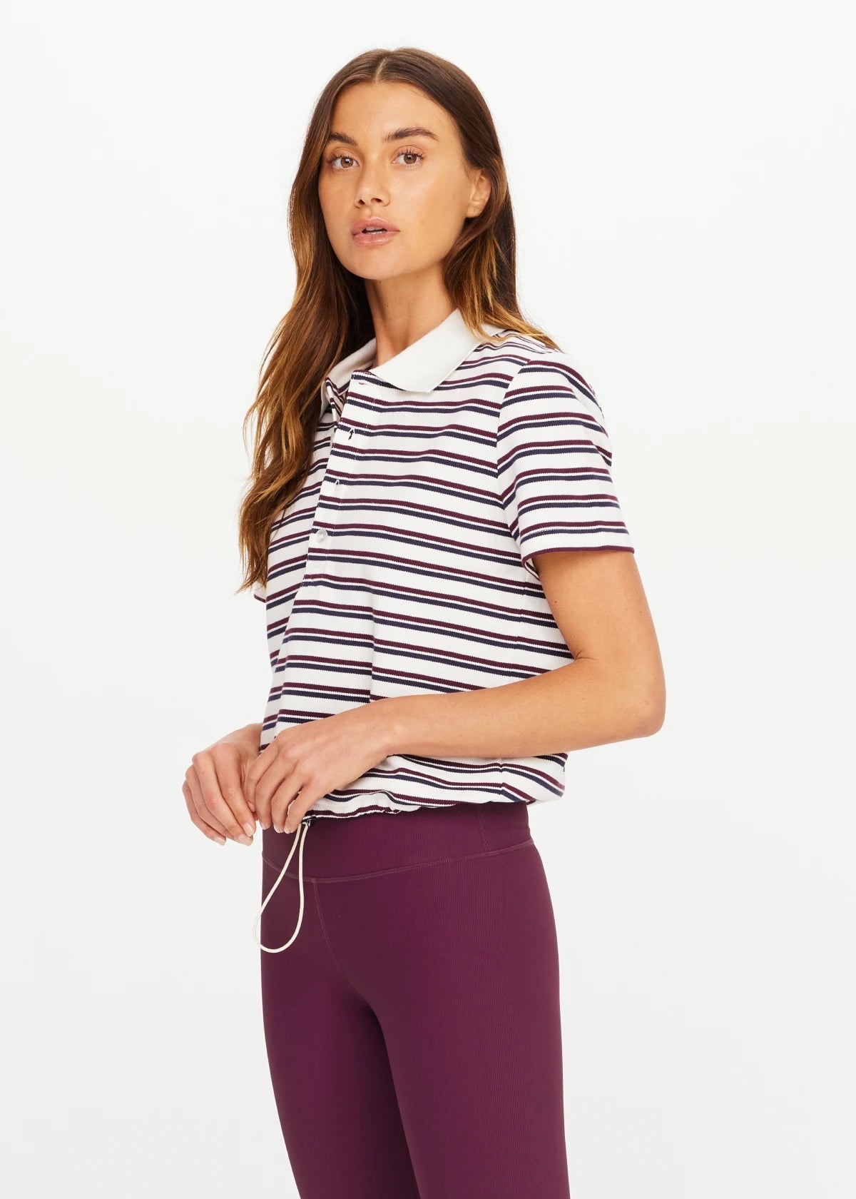 The Upside | Sophie Cropped Polo Shirt - Stripe