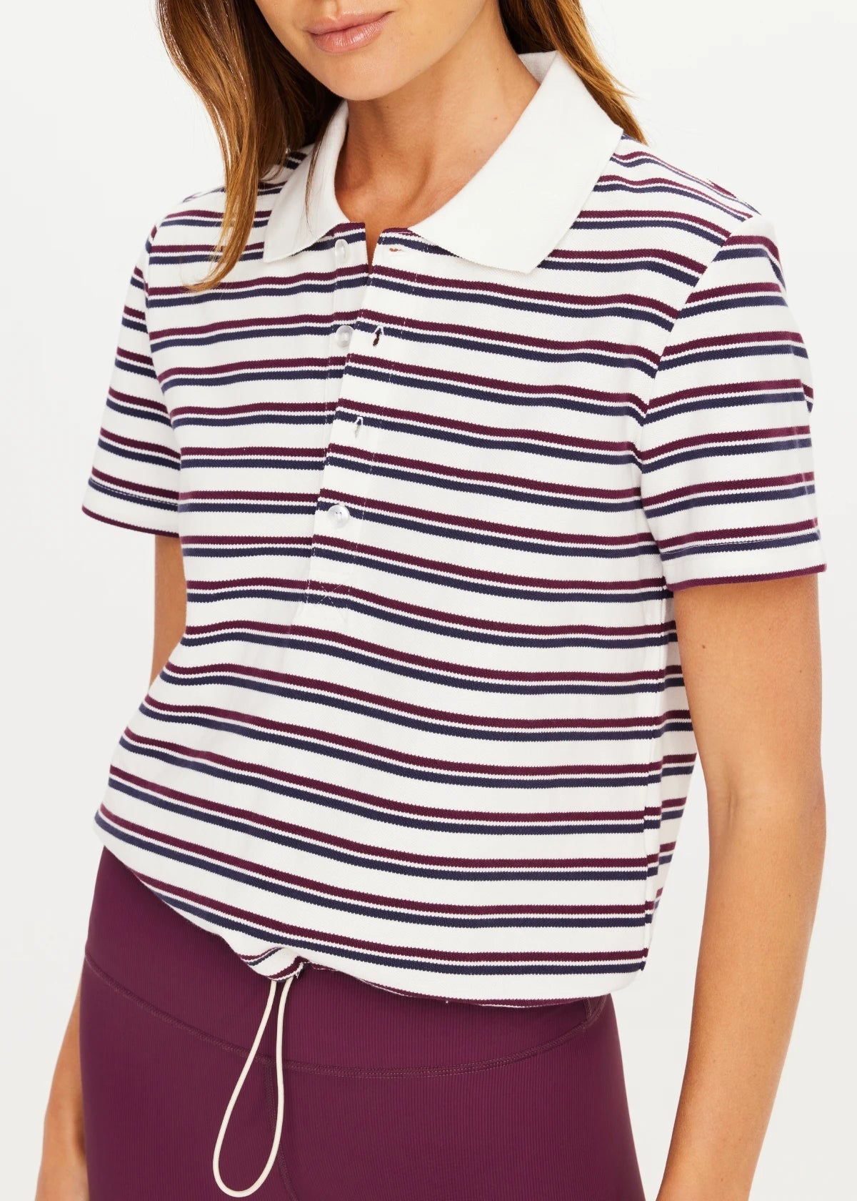 The Upside | Sophie Cropped Polo Shirt - Stripe
