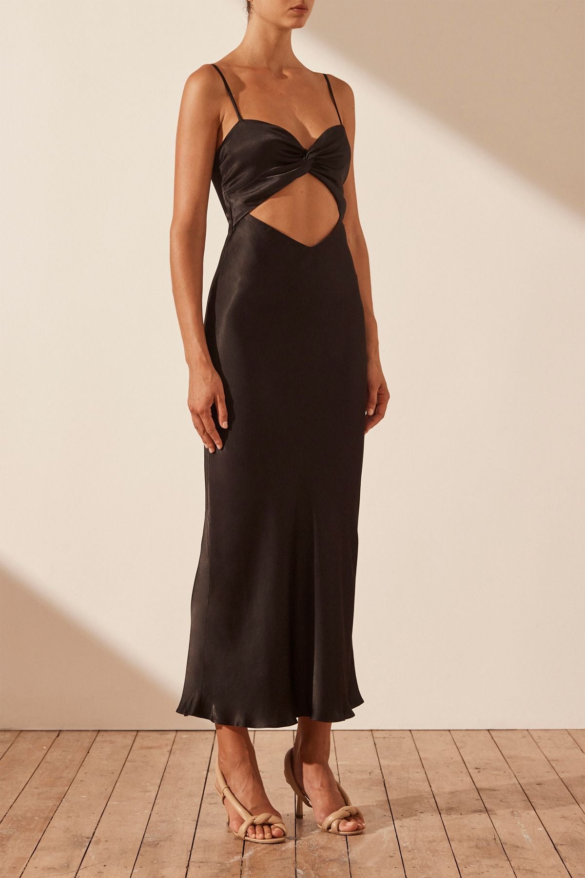 Shona Joy | Oliviera Twist Front Midi Dress - Black